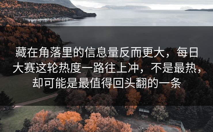 藏在角落里的信息量反而更大，每日大赛这轮热度一路往上冲，不是最热，却可能是最值得回头翻的一条