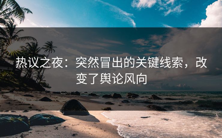 热议之夜：突然冒出的关键线索，改变了舆论风向