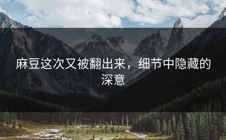 麻豆这次又被翻出来，细节中隐藏的深意